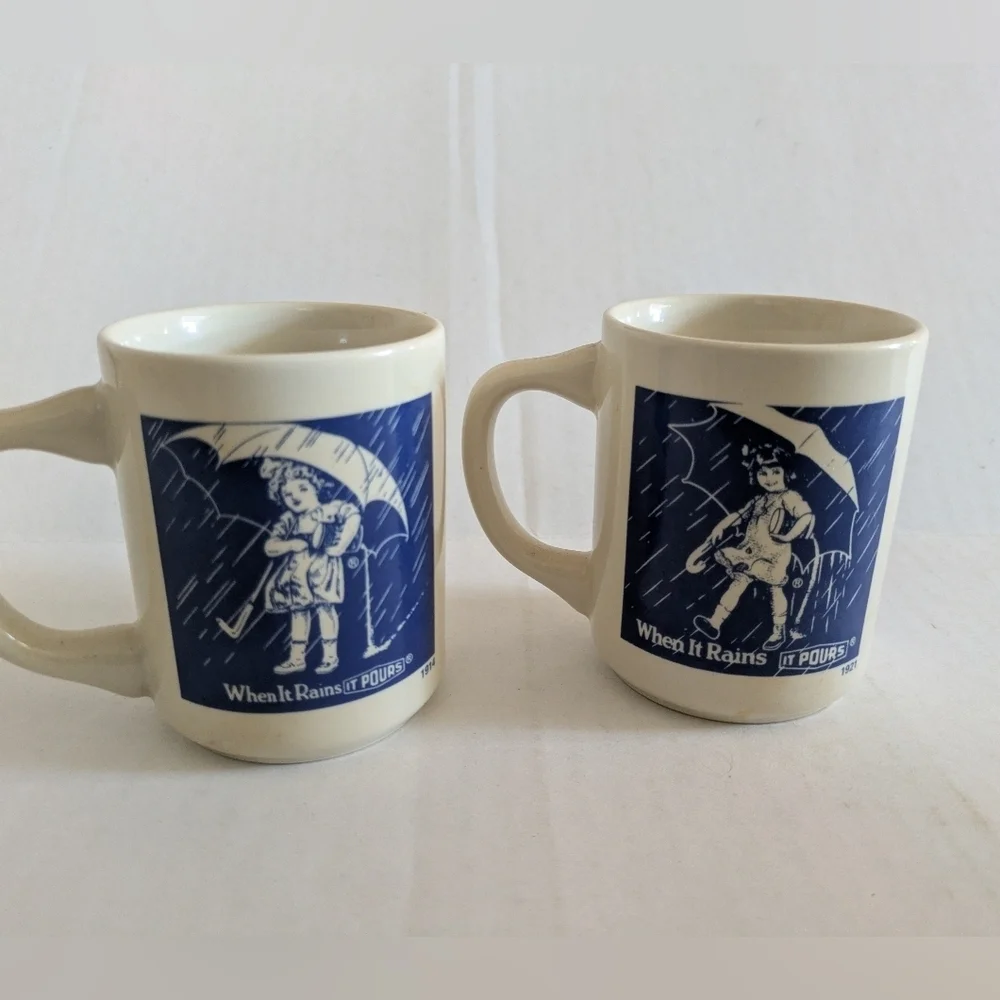 Vintage Morton Salt Set Of 2 Mugs